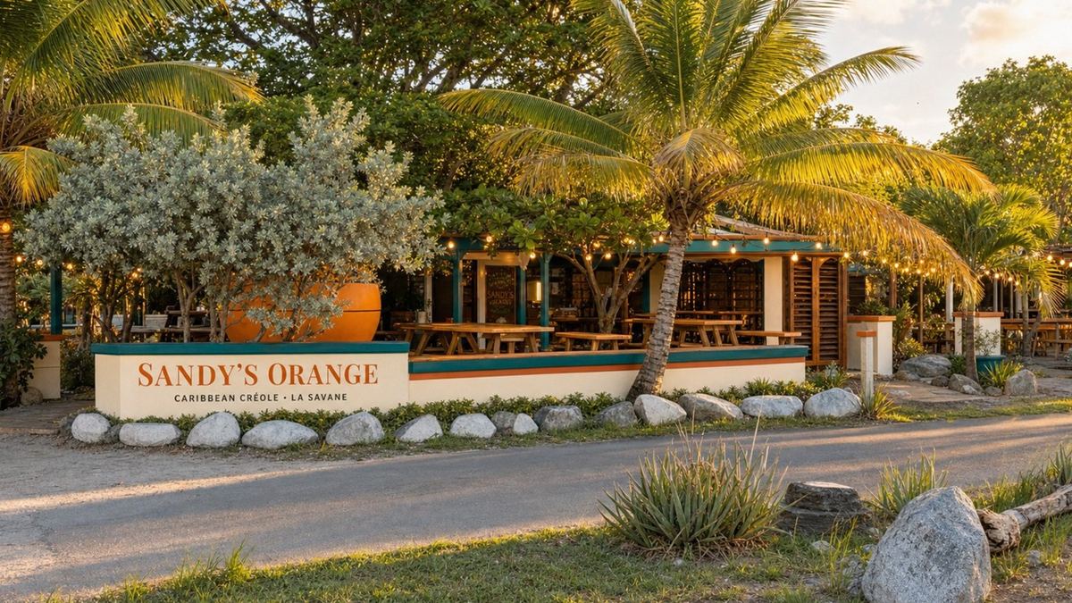 The Sandy's Orange roadside garden at La Savane, on the road to Grand Case